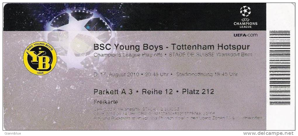 BSC Young Boys-Tottenham Hotspur/Football/UEFA Champions League Match Ticket - Tickets & Toegangskaarten