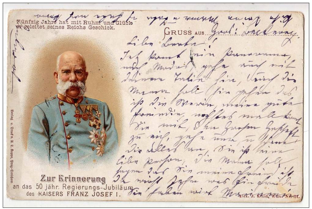 ROYAL FAMILIES EMPEROR FRANZ JOSEF 1848.-1898. 50 JEARS OLD POSTCARD - Koninklijke Families