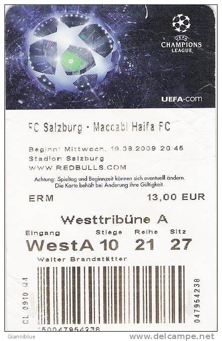 FC Salzburg-Maccabi Haifa/Football/UEFA Champions League Match Ticket - Match Tickets