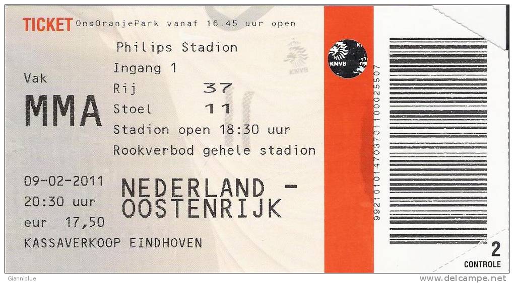 Netherlands-Austria/Football/International Match Ticket - Match Tickets