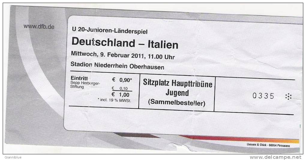 Germany-Italy U-20/Football/International Match Ticket - Tickets D'entrée