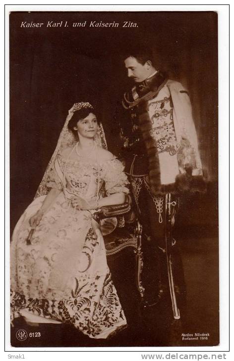 ROYAL FAMILIES EMPEROR KARL I. AND EMPRESS ZITA NPG Nr. 6123 OLD POSTCARD - Royal Families