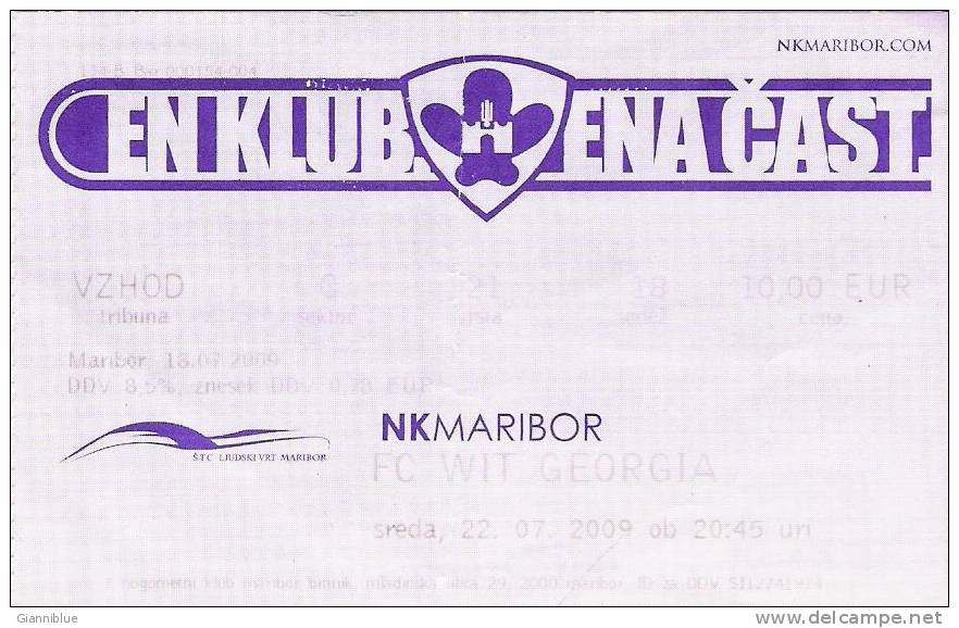 NK Maribor-FC Wit Georgia/Football/UEFA Europa League Match Ticket - Tickets D'entrée