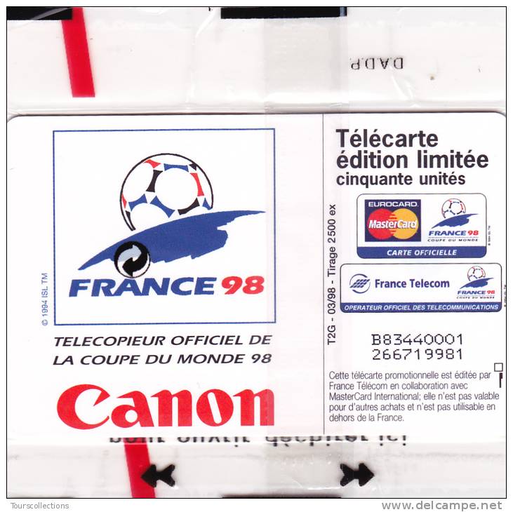 TELECARTE NSB 50 U - CANON FOOTIX Coupe Du Monde Foot 1998 - 2500 Ex @  03/1998 - Mascotte - 50 Unità  