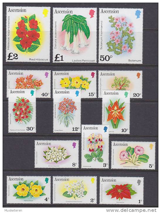 ## Ascension 1981 Mi. 276-290 I Einheimische Flora Flowers Blumen Complete Set !! MNH** - Ascension