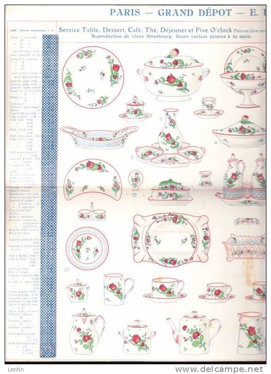 Grand Depot Bourgeois Paris - Services De Table Provence, Rouen, Strasbourg, Service Verre Cristal - Autres & Non Classés