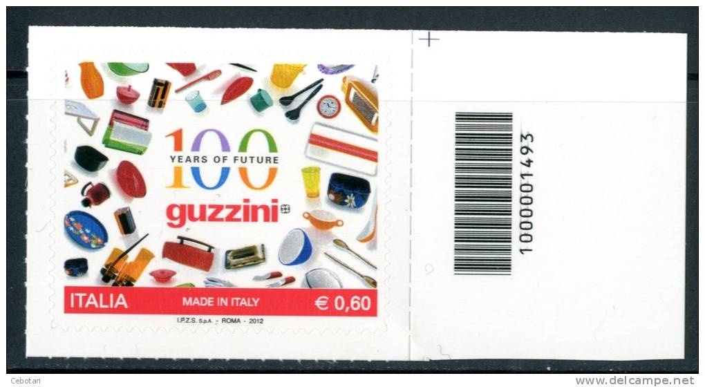 ITALIA / ITALY 2012** - Made In Italy "Guzzini"  - 1 Val. Con Codice A Barre Come Da Scansione - Barcodes