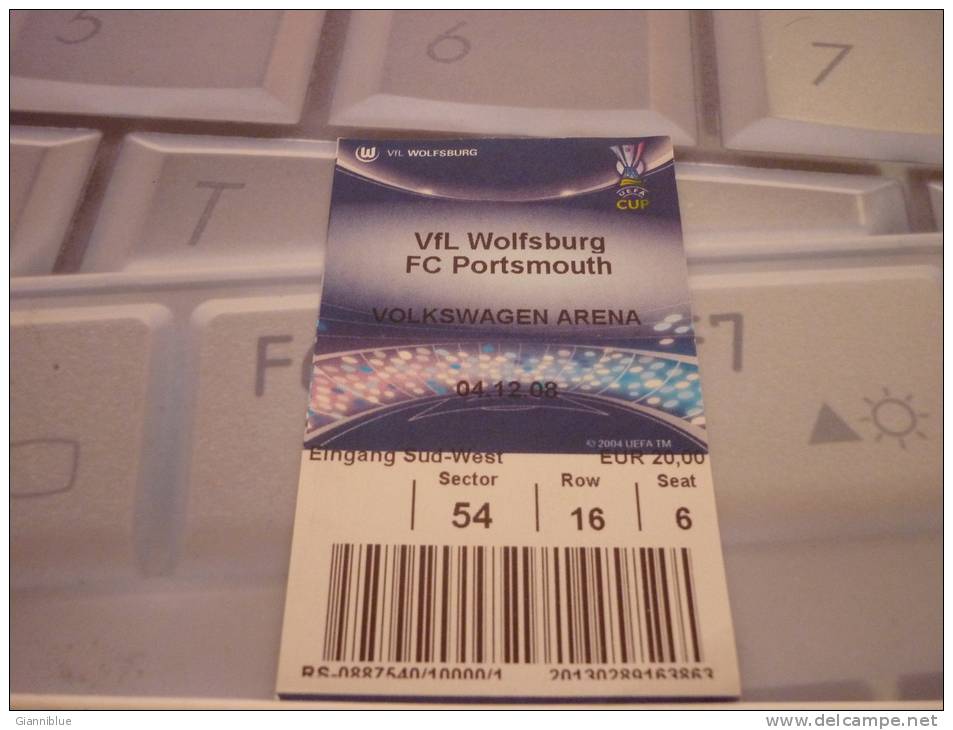 VfL Wolfsburg-FC Portsmouth/Football/UEFA Cup Match Ticket - Match Tickets