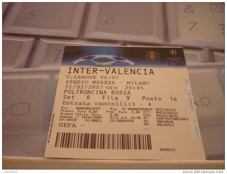 Inter-Valencia/Football/UEFA Champions League Match Ticket - Match Tickets