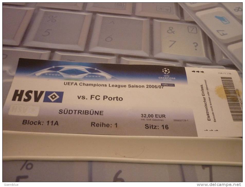 HSV Hamburger-FC Porto/Football/UEFA Champions League Match Ticket - Match Tickets