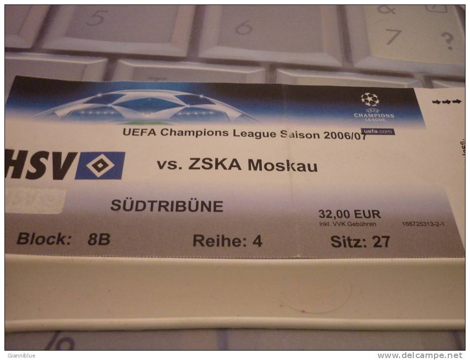 HSV Hamburger-CSKA Moscow/Football/ UEFA Champions League Match Ticket - Match Tickets