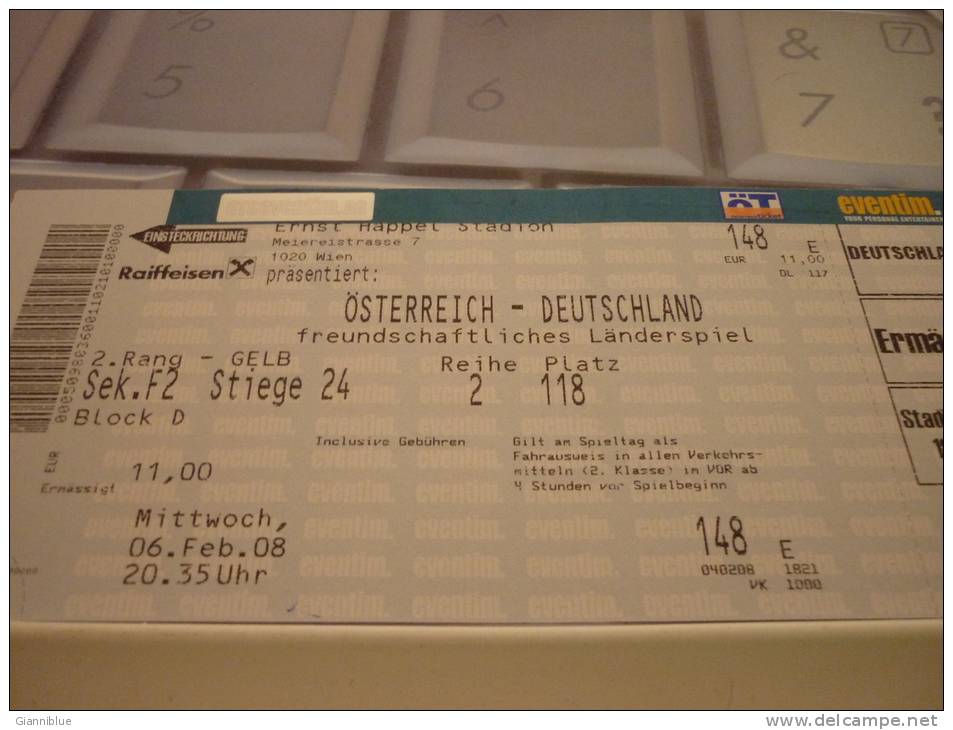 Austria-Germany International Football Match Ticket - Match Tickets