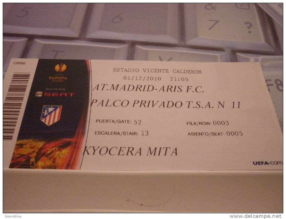 Atletico Madrid-Aris FC/Football/UEFA Europa League Match Ticket - Match Tickets