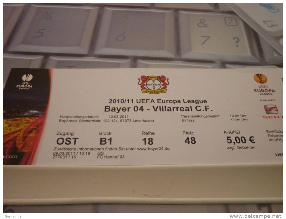 Bayer 04-Villarreal CF/Football/UEFA Europa League Match Ticket - Match Tickets