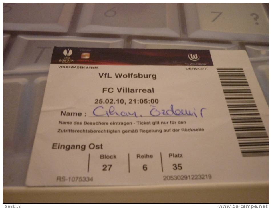 VfL Wolfsburg-FC Villarreal/Football/U EFA Europa League Match Ticket - Match Tickets