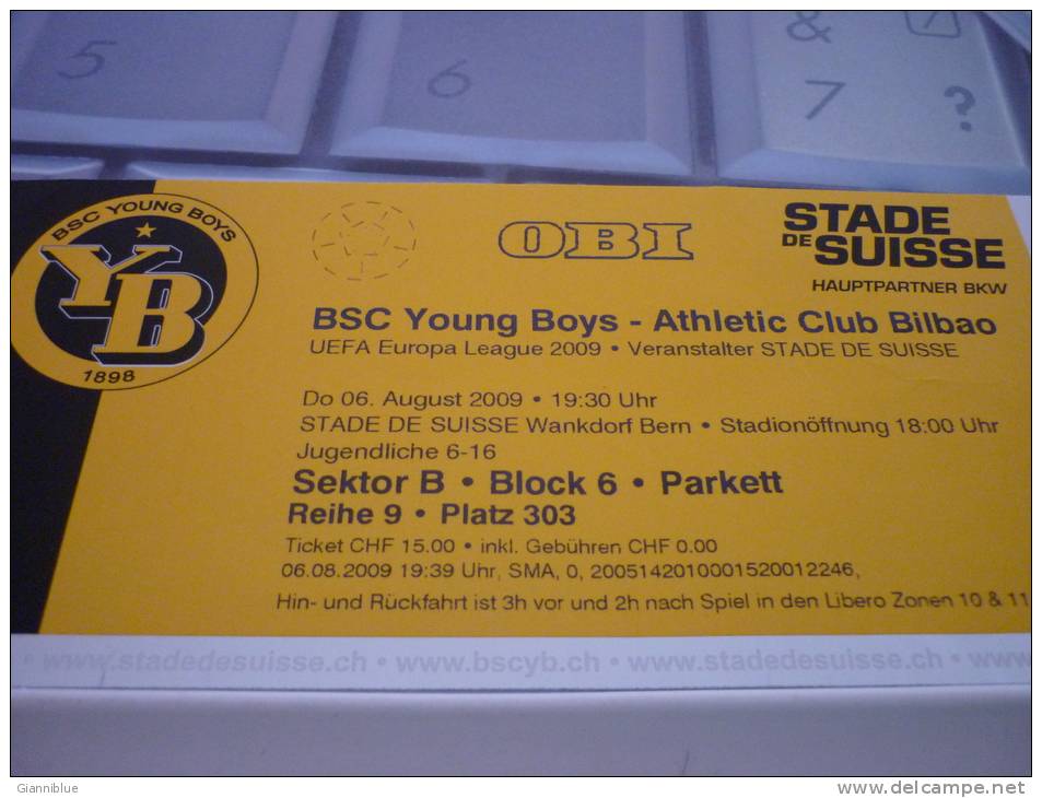 BSC Young Boys-Athletic Club Bilbao/Football/UEFA Europa League Match Ticket - Eintrittskarten