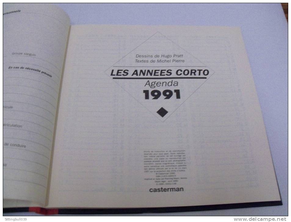 PRATT Hugo. Les Années CORTO. Luxueux Agenda 1991. Editions Casterman 1990 - Agendas & Calendarios
