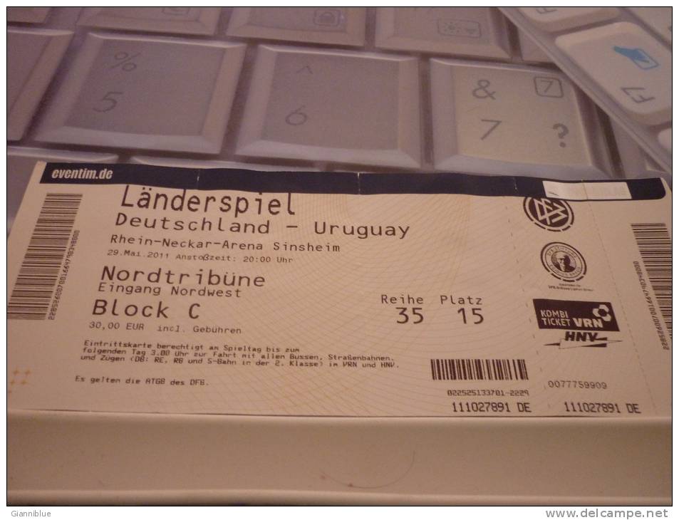 Germany-Uruguay International Football Match Ticket (29 May 2011) - Match Tickets