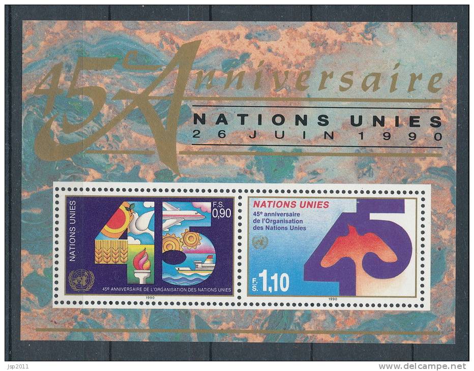 UN Geneva 1990 Michel # 188-189 SS Block 6, MNH - Blocs-feuillets