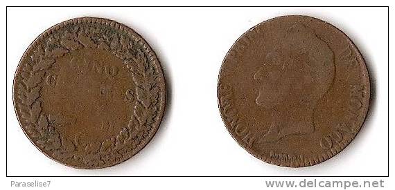 MONACO  5  CENTS HONORE V  RARE ! - 1819-1922 Honoré V, Charles III, Albert I