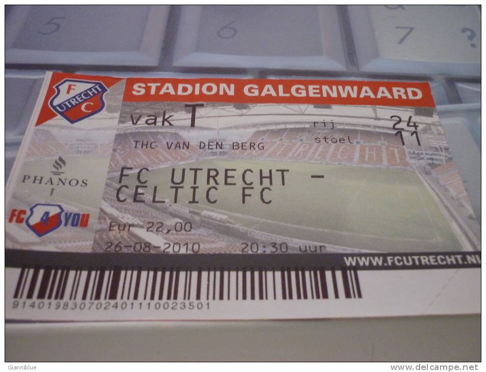 FC Utrecht-Celtic FC/Football/UEFA Europa League Match Ticket - Tickets - Entradas