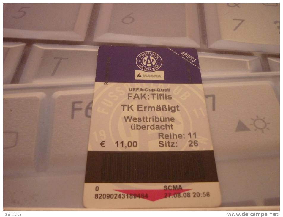 Austria Vienna-Tbilisi/Football/U EFA Cup Match Ticket - Tickets D'entrée