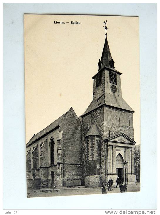 Carte Postale Ancienne : LIEVIN : Eglise , Animé - Lievin