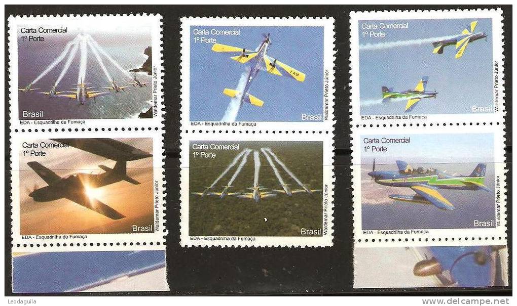 BRAZIL #3079a-f   -  Aerobatics Squadron Of  Brazilian Air Force (FAB)  - 2009 - Personalized Stamps