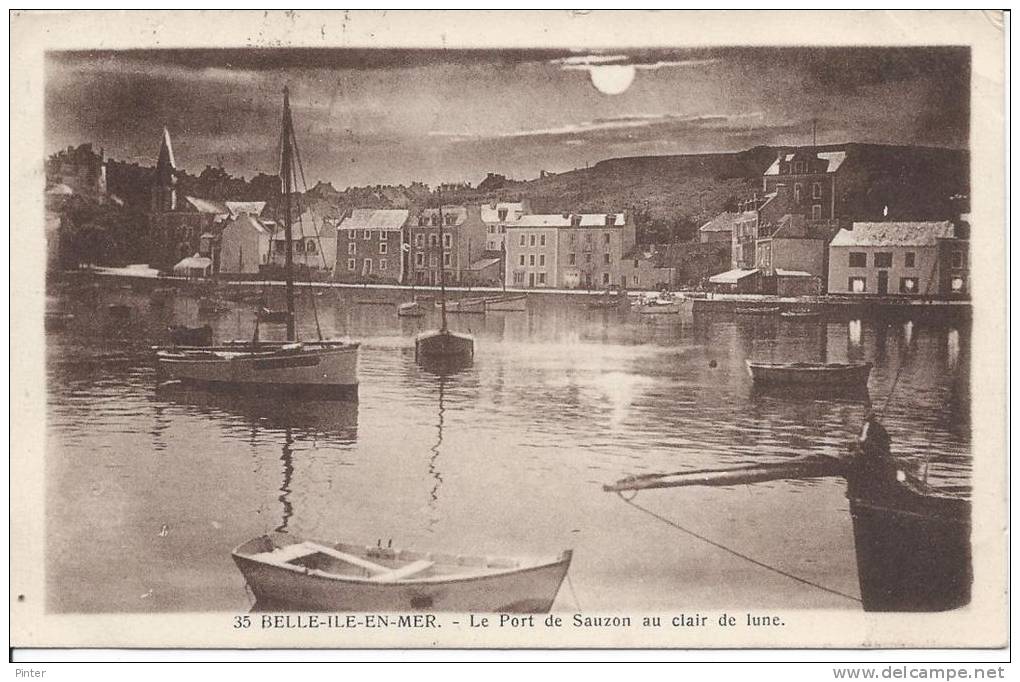 BELLE ILE EN MER - Le Port De Sauzon Au Clair De Lune - Belle Ile En Mer