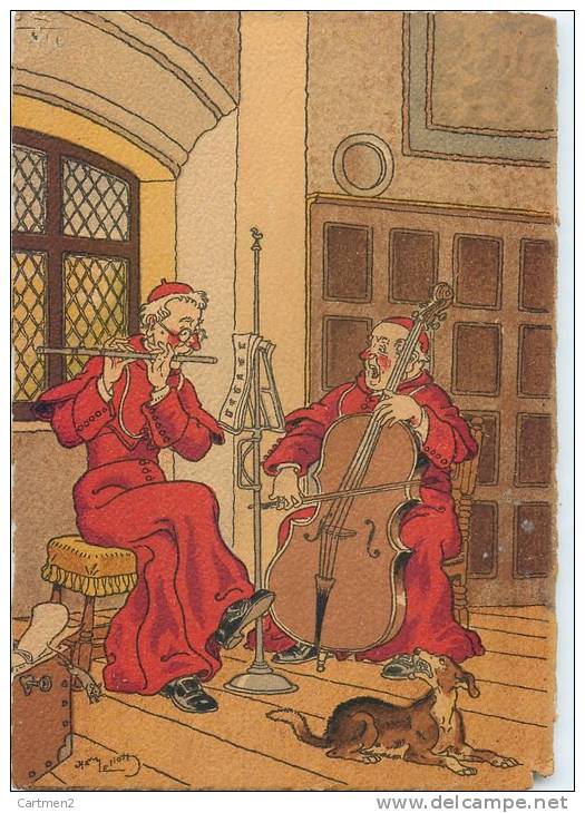 ILLUSTRATEUR HARRY ELIOTT PRETRE CURE MUSICIEN FLUTE VIOLON HUMOUR BARRE DAYEZ - Elliot