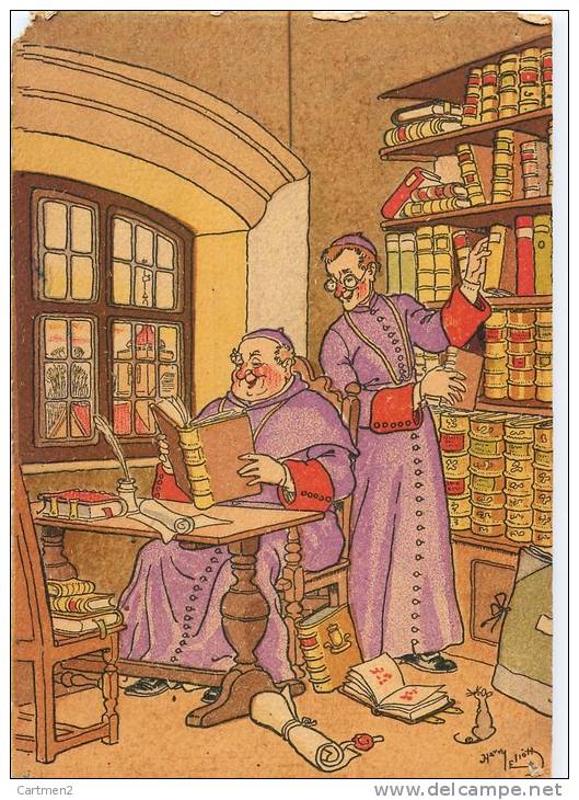 ILLUSTRATEUR HARRY ELIOTT PRETRE CURE A LA BIBLIOTHEQUE HUMOUR BARRE DAYEZ - Elliot