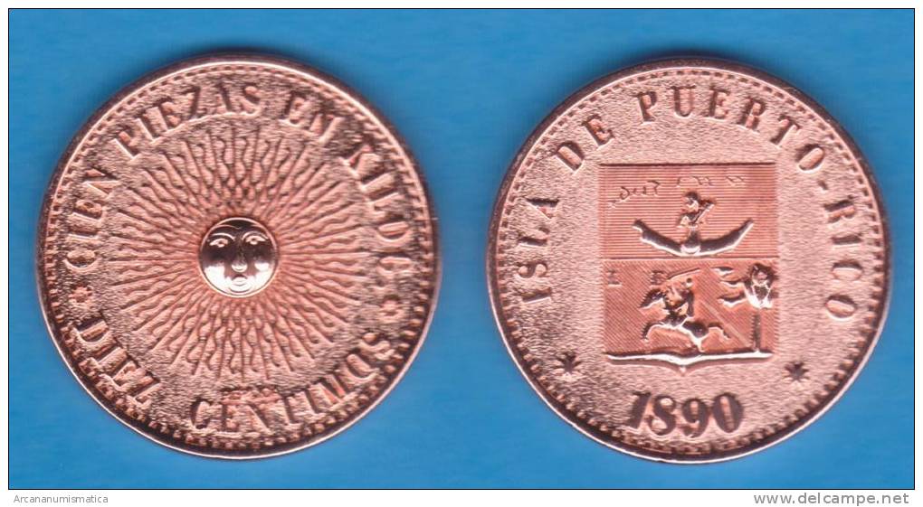 PUERTO RICO (Colonia Española/Spanish Colony) 10 Céntimos 1.890 Cobre SC/UNC KM#Pn1 Réplica SC/UNC  T-DL-10.148 Aus. E. - Test- Und Nachprägungen