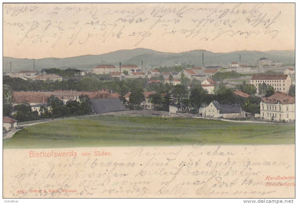 LITHO-AK: Bischofswerda Von Süden, Um 1905 - Bischofswerda