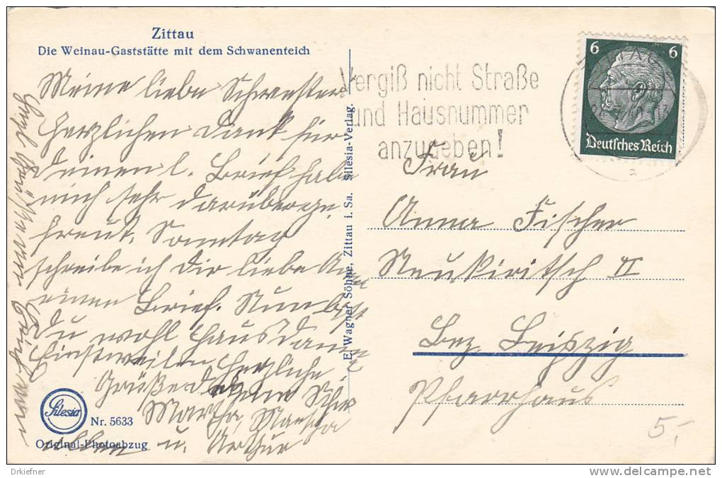 Zittau, Weinau Gaststätte Und Schwanenteich, Um 1938 - Zittau