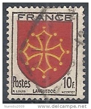 1944 FRANCIA USATO STEMMI DI PROVINCE FRANCESI 10 F - FR560 - 1941-66 Coat Of Arms And Heraldry