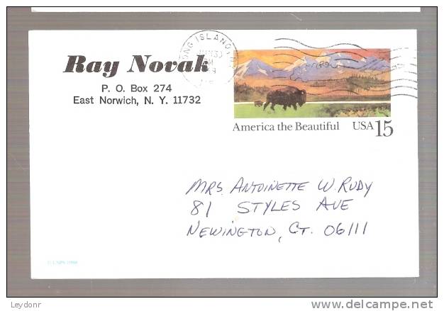 Cover America The Beautiful Bisson - Postmarked Long Island, NY, Ray Novak, East Norwich, N.Y. - 1981-00