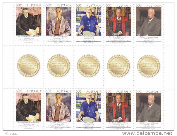 Australia 2012 Nobel Price Winners Gutter Strip MNH - Mint Stamps