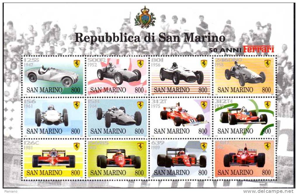 PIA - SAN  MARINO. - 1998 : 50° Anniversario Della Ferrari   - (SAS  Bf 48) - Blocs-feuillets