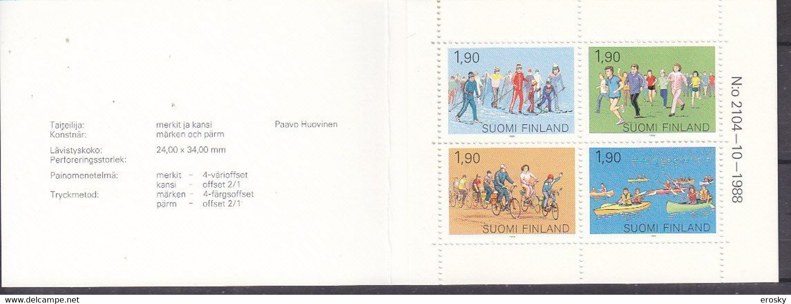 E620 - FINLANDE FINLAND Yv N°C1038 CARNET ** SPORT - Postzegelboekjes