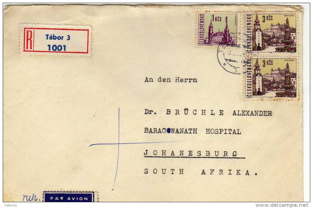 Carta  Aerea, Certificada Tabor, Checoslovaquia - Briefe U. Dokumente