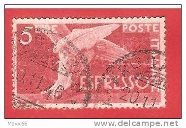 ITALIA REPUBBLICA USATA - 1945 - DEMOCRATICA ESPRESSI - Piede Alato  - ANNULLO FRUGAROLO - £ 5 - S. E25 - Express/pneumatic Mail