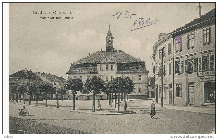 Gruss Aus Ohrdruf Marktplatz Mit Rathaus Sent By French Prisoner WWI To Verneuil L' Etang - Autres & Non Classés