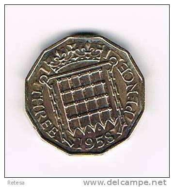 GREAT BRITAIN  3  PENCE  1958 - F. 3 Pence