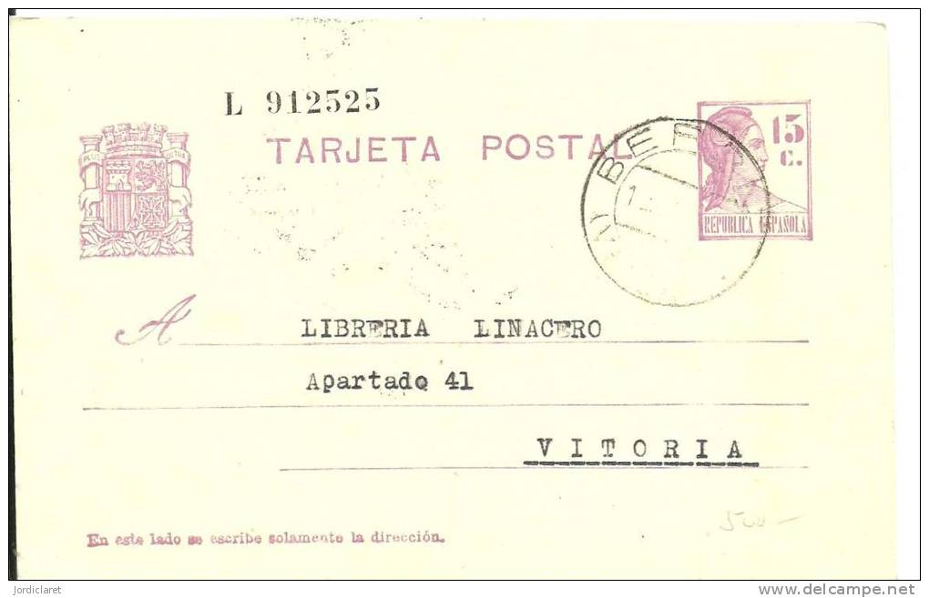 E.POSTAL MAT. BERRIZ 1936 - 1931-....