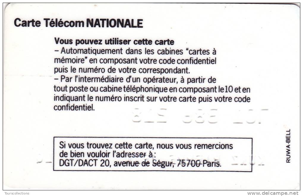 TELECARTE NATIONALE TELECOM BULL Or @ 1987 RARE !!!!! (le Nom Est Masqué Pour L´anonymat) - Altri & Non Classificati