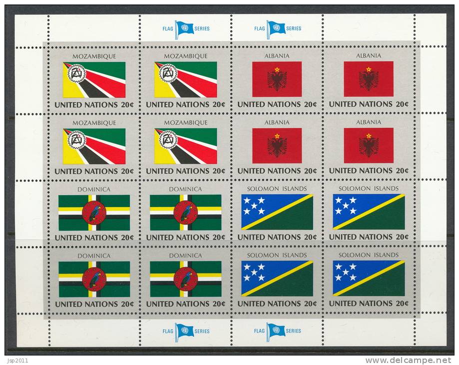 UN New York 1982 Michel 397-412, Flags-series, 4 Se-tenant Sheets, MNH - Blocs-feuillets