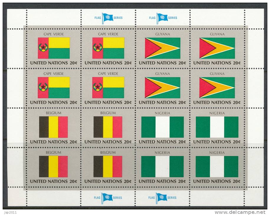 UN New York 1982 Michel 397-412, Flags-series, 4 Se-tenant Sheets, MNH - Blocs-feuillets