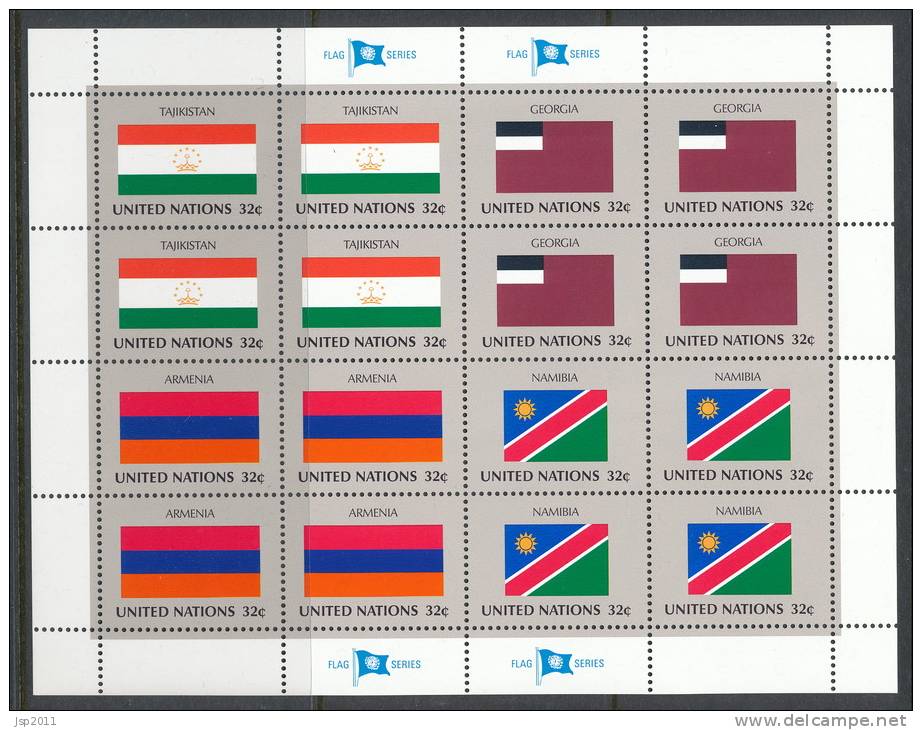 UN New York 1997 Michel 722-729, Flags-series, 2 Se-tenant Sheets, MNH** - Blocs-feuillets