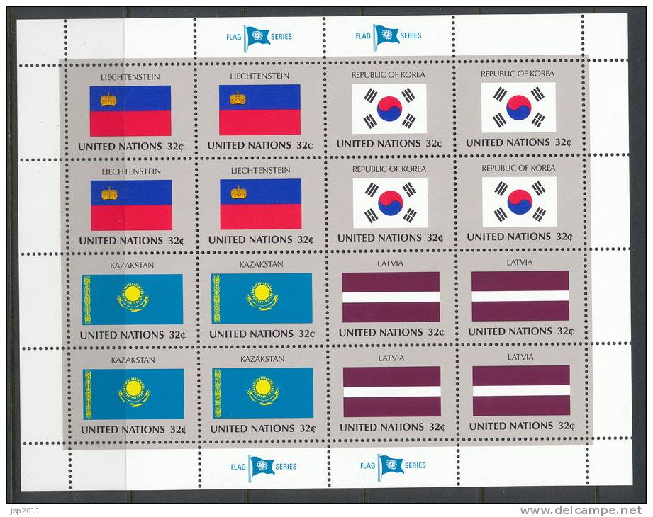 UN New York 1997 Michel 722-729, Flags-series, 2 Se-tenant Sheets, MNH** - Hojas Y Bloques