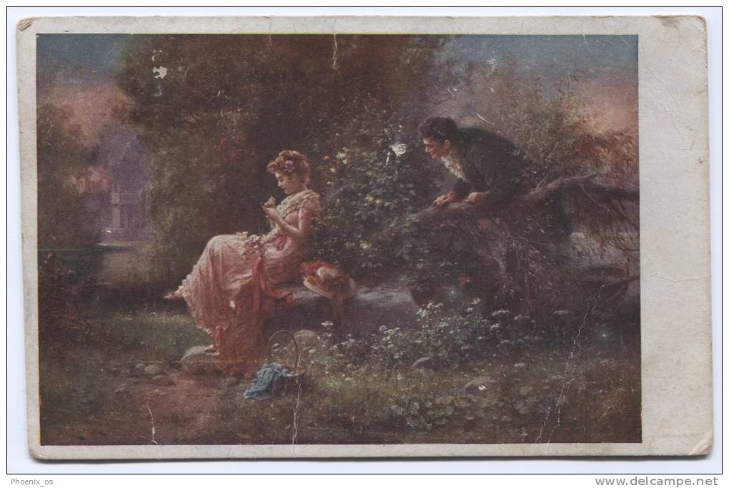 H. ZATZKA, Lovers, Art  Postcard - Zatzka